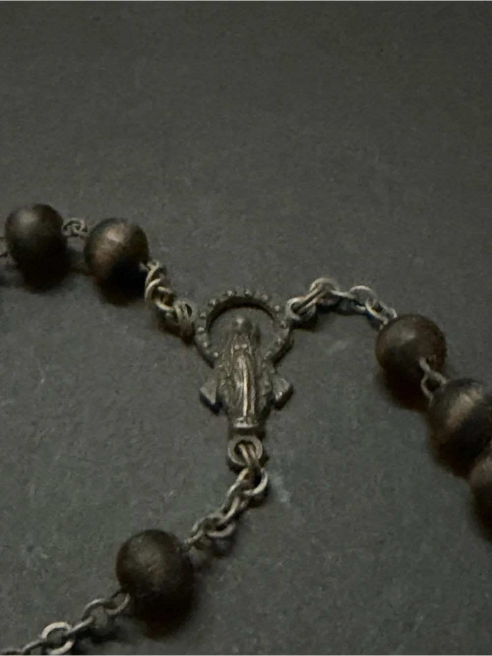Vintage Dolce & Gabbana Wood Bead Rosary Necklace Crucifix DG Logo Plate Y2K